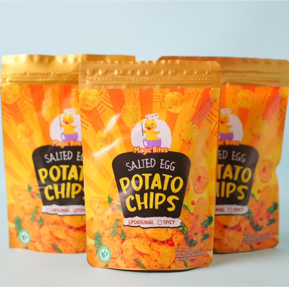 Magic Bites Salted Egg Potato Chips 80g - Spicy image