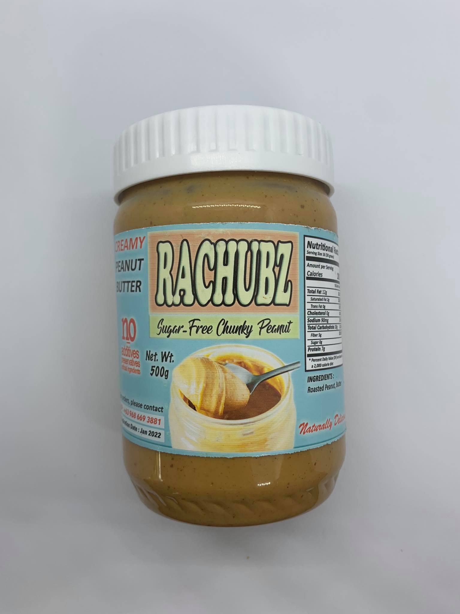 Rachubz Peanut Butter Spread 500g - Sugar-free Chunky Peanut image