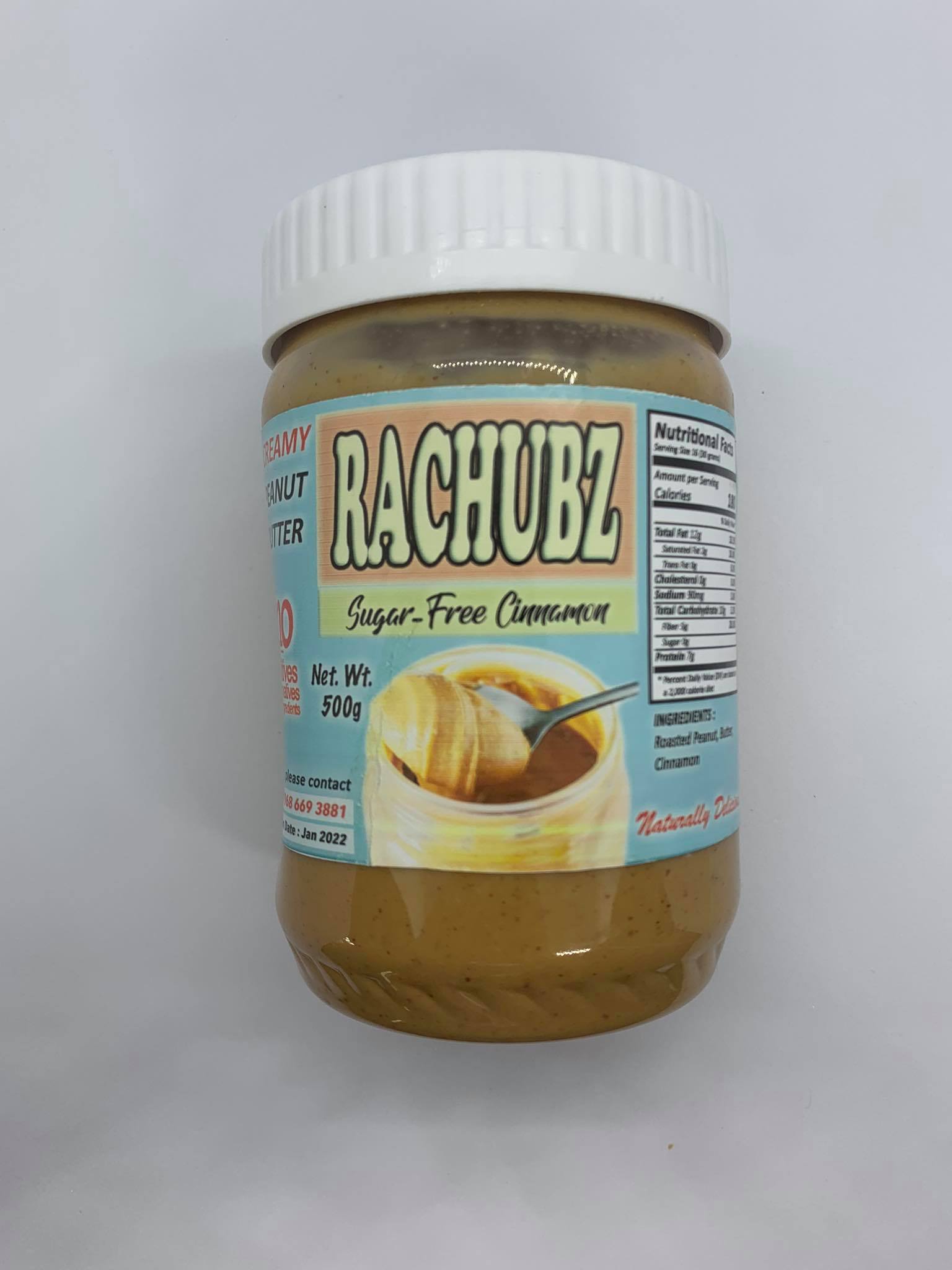 Rachubz Peanut Butter Spread 500g - Sugar-free Cinnamon image