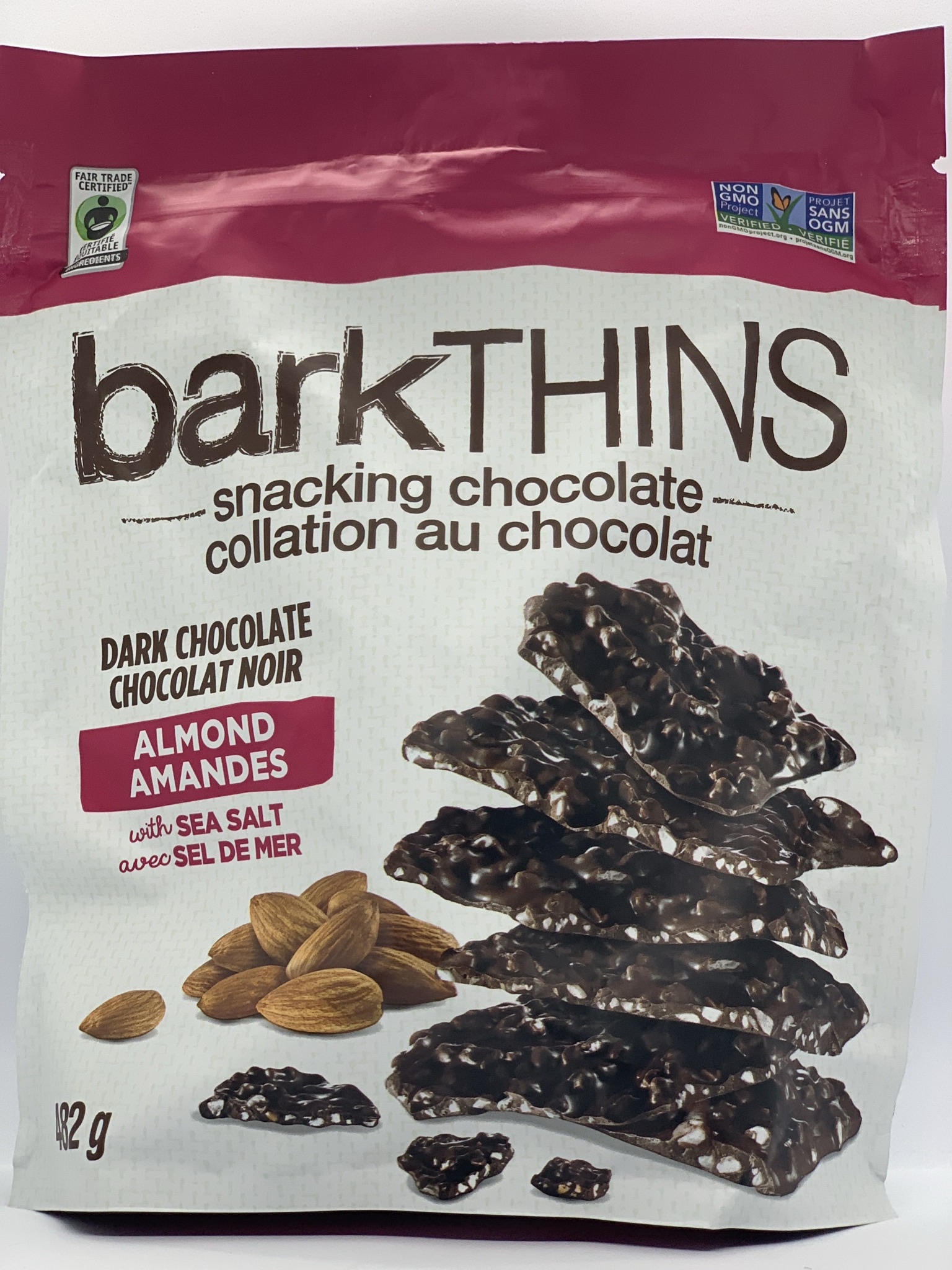 Barkthins Snacking Chocolate Dark Chocolate Almond 482g Image