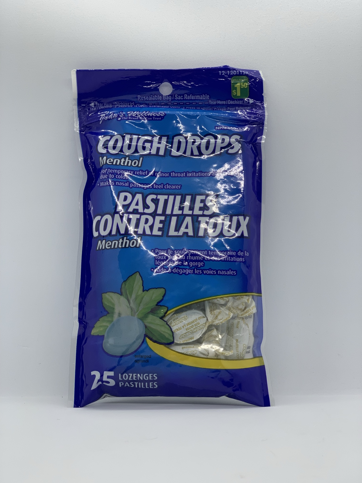 John's Wellness Cough Drops Menthol 25 Lozenges image