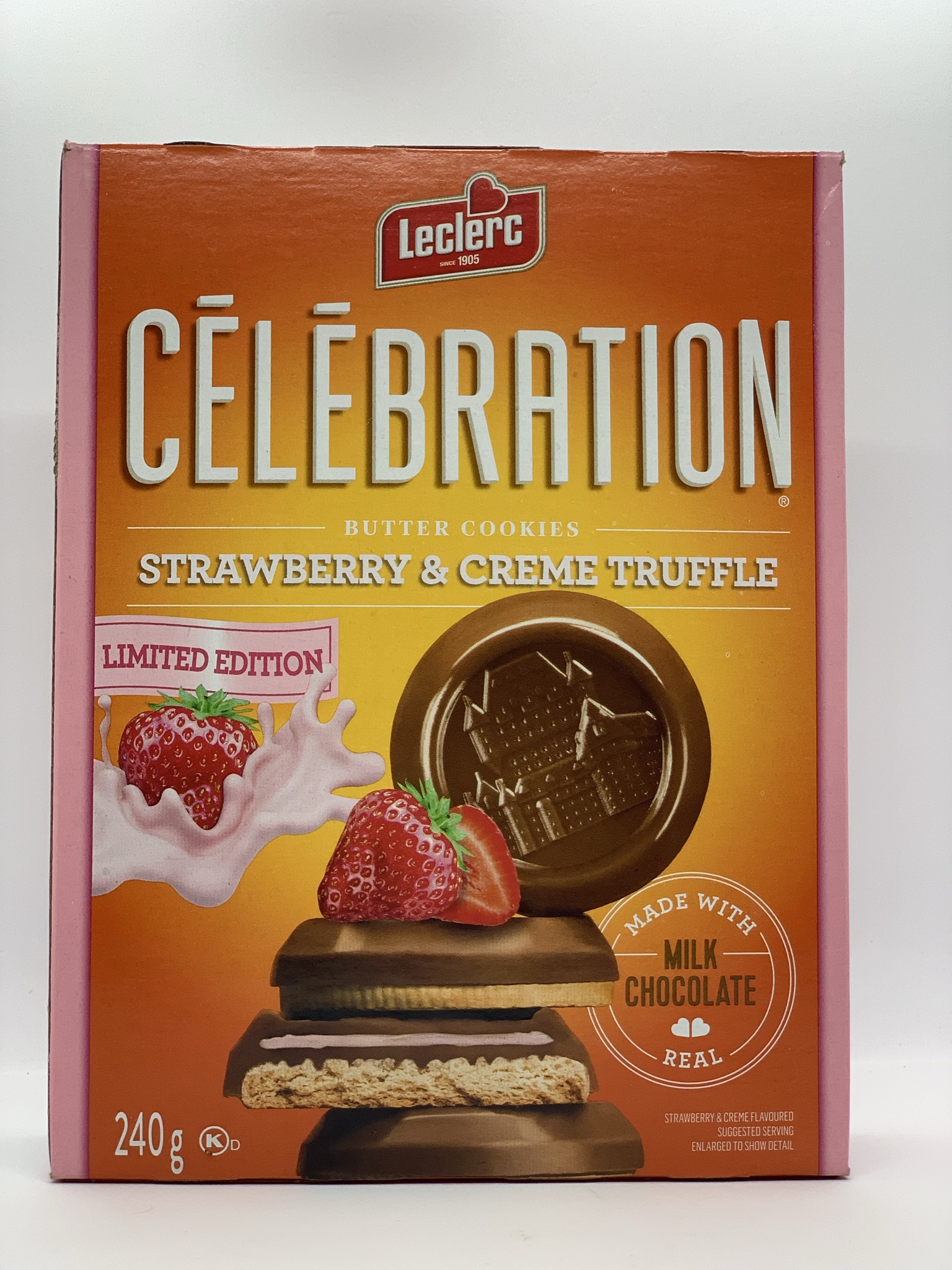 Leclerc Celebration Strawberry & Creme Truffle Butter Cookies 240g image