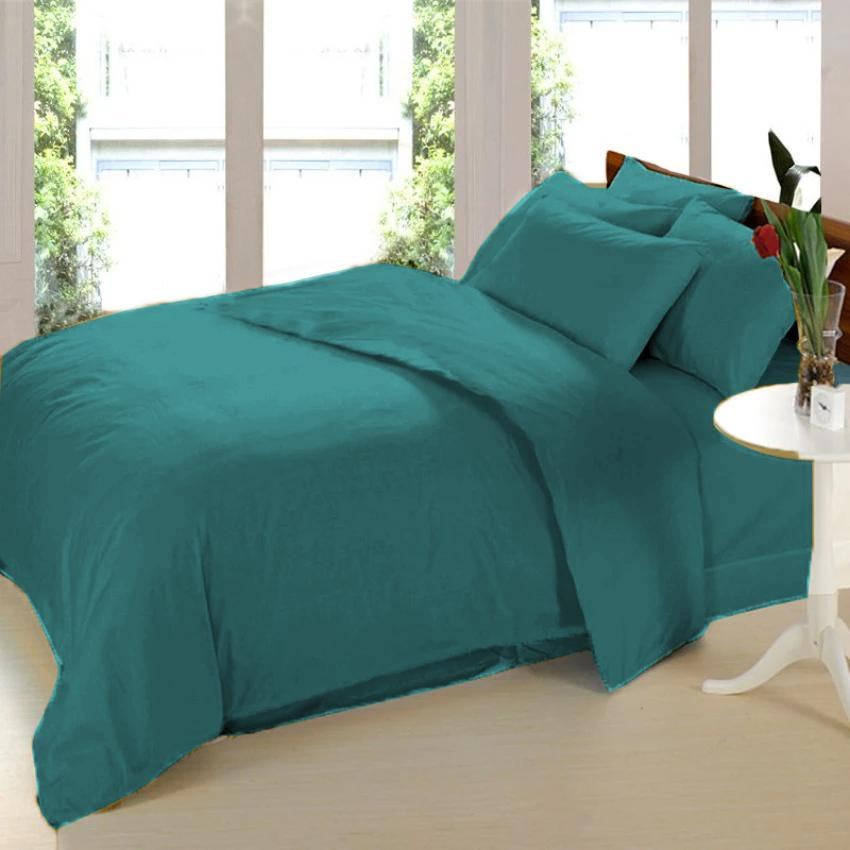 Sleep Essentials Plain Bedsheet Teal Collection 3in 1 Bedding Set Bed Sheet (1 Fitted Bedsheets with 2 Pillowcases) (Fits 3 image