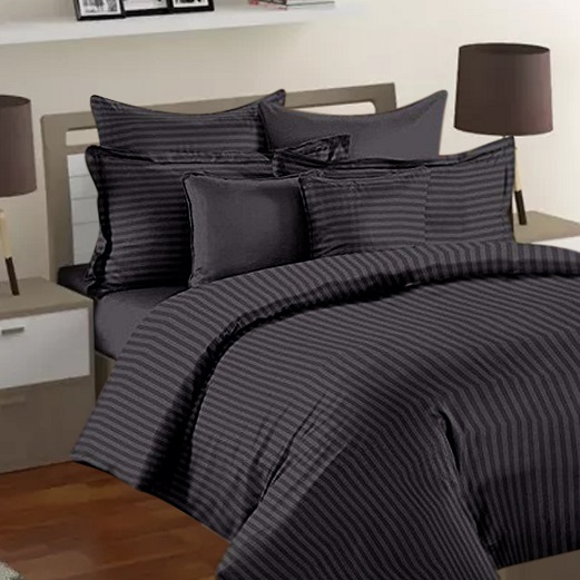 Sleep Essentials Premium Stripes Bedsheets Black image